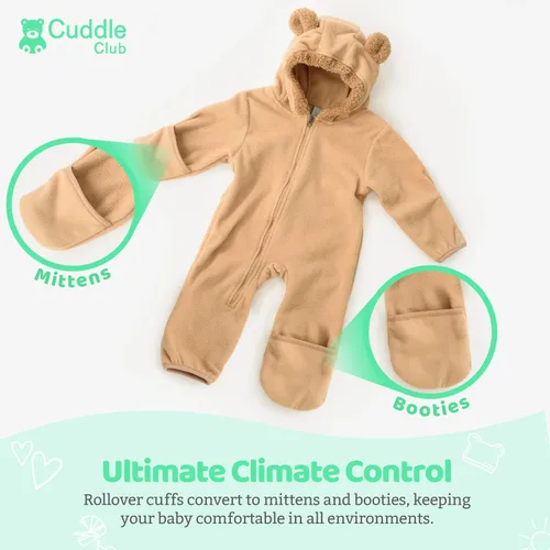 Vista 21 de Enterizo de vellón para bebé, rómper de una sola pieza con capucha para niños, ropa para exteriores, chaqueta infantil