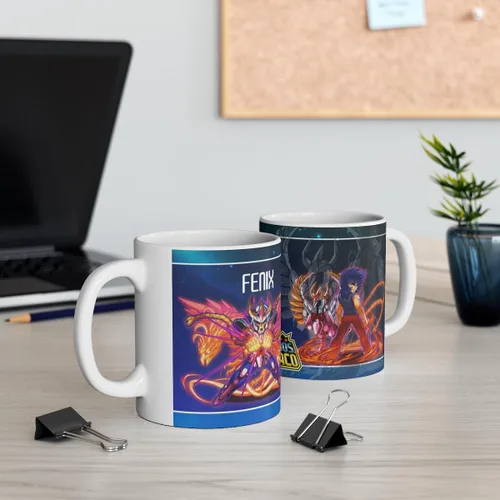 Vista 5 de Ave Fenix, Los Caballeros del Zodiaco, Taza de Cerámica 11 Oz