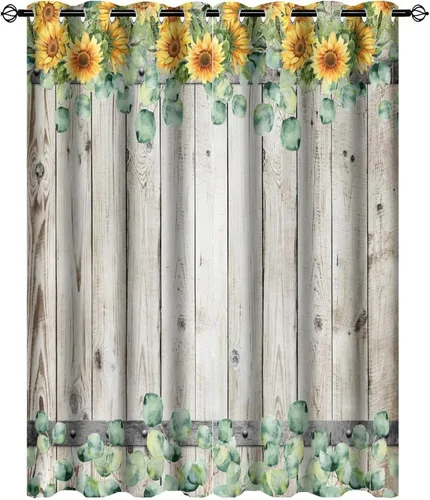 Vista 36 de Cortinas abstractas de eucalipto y colibrí, cortinas opacas con aislamiento térmico y ojales para dormitorio, 2 paneles de 45 pulgadas de largo x 21