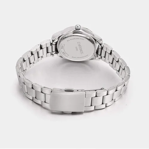 Vista 6 de CHRONOS Relojes para mujer, reloj de pulsera impermeable para niñas, reloj de pulsera de acero inoxidable plateado, reloj de pulsera de cuarzo