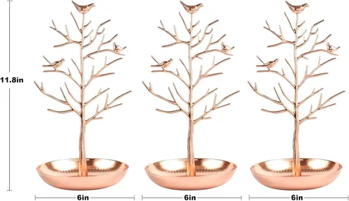 Vista 4 de AUTODECO 3 piezas de organizador de árbol de joyería retro para collares y aretes, soporte de árbol, joyería, árbol, gran regalo para mujeres