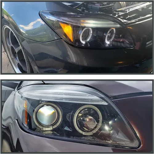 Vista 9 de SPEC-D TUNING Faros Proyectores de Doble Halo Negro Azabache con Lámparas LED Compatibles con Scion tC 2005-2010, Par de Faros Izquierdo + Derecho