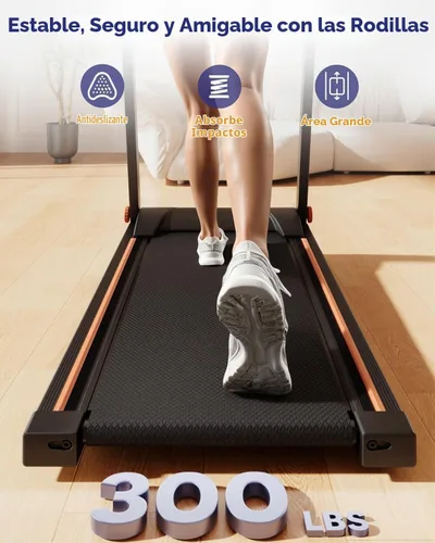 Vista 5 de Superun Incline Waking Pad Treadmill with Handle Bar for Home, 300 LBS Negro naranja