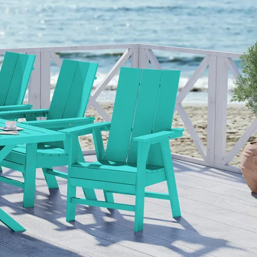 Vista 45 de WestinTrends Malibu Outdoor Patio HDPE Adirondack Silla de comedor para patio, color negro