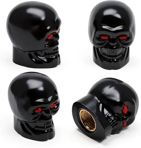Vista 32 de 4 piezas de tapas de válvula de neumático estilo Cobra, forma de cabeza de serpiente, tapas universales de válvula de neumático con núcleo de cobre
