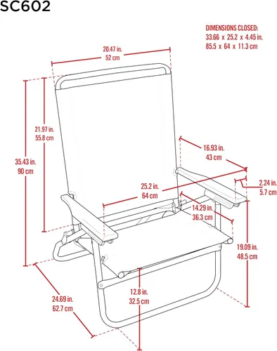 Vista 3 de Tommy Bahama 4-Position Easy in-Easy Out Folding Beach Chair 1 paquete azul.