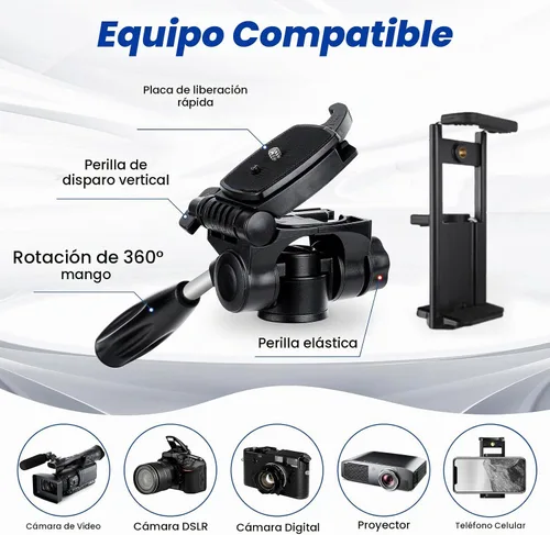 Vista 5 de MACTREM Trípode de cámara de 75 pulgadas para Sony Canon Nikon, soporte de trípode de aluminio ligero de viaje con soporte para teléfono celular
