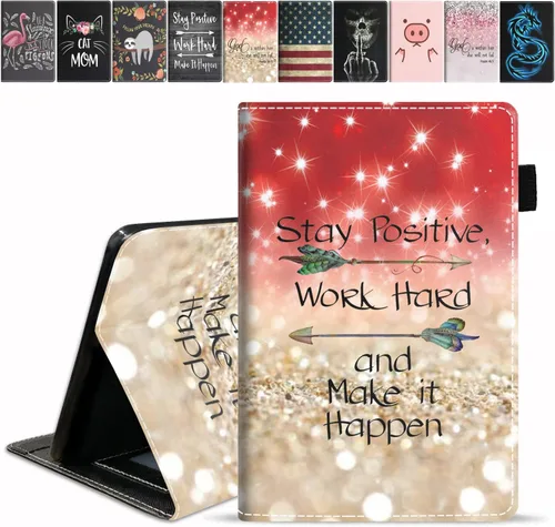 Vista 9 de Funda para tableta Amazon Fire HD 10/Fire HD 10 Plus (11ª generación, versión 2021), con cita inspiradora de «Be a Flamingo in a Flock», funda