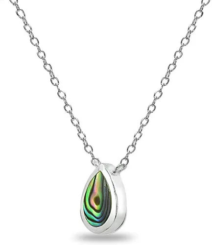 Vista 2 de Collar minimalista de plata de ley con incrustaciones de lágrima pulida para mujeres y niñas, opción de 3