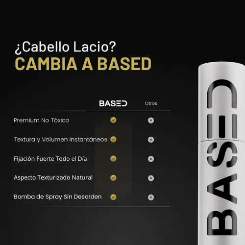 Vista 5 de BASED BODYWORKS Polvo para texturizar para el cabello, ligero y para dar volumen con acabado mate, mejor para cabello de menos de 6 pulgadas