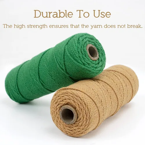 Vista 4 de CAMAL Cordón de macramé de 0.079 pulgadas x 109 yardas, cuerda de color trenzado de 3 hebras de algodón natural para tejer, atrapasueños, colgar