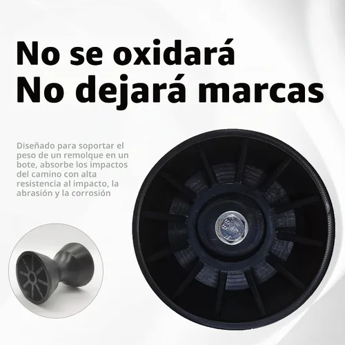 Vista 3 de Ensamblaje de rodillo de campana de arco de remolque de barco de 4 pulgadas con eje de 1/2 pulgada para soporte de 4 pulgadas, poliuretano Negro