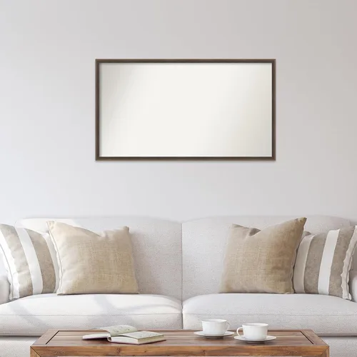 Vista 4 de Amanti Art Brown Bathroom Mirror for Over Sink, 23x41 Custom Made Hardwood Wedge Mocha Rectangle Vanity Mirror, Large Modern Wood Frame, Hangs