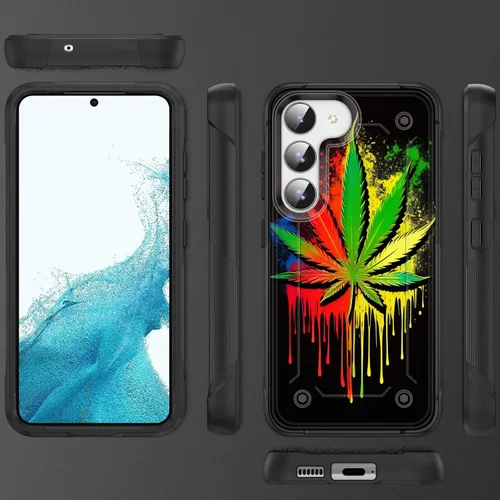Vista 6 de Funda para Galaxy S23, resistente de doble capa de policarbonato duro y silicona suave, resistente a prueba de golpes, funda protectora para Samsung