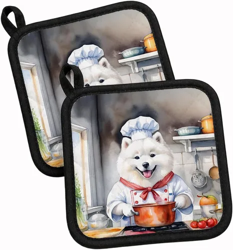 Vista 81 de Caroline's Treasures Coton de Tulear El Chef Par de Agarraderas de Ollas de Cocina Resistentes al Calor Juegos de Agarraderas de Ollas Almohadillas