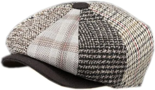Vista 8 de Hombres Mezcla De Lana Newsboy Gorra 8 Panel Tweed Flat Cap Cabbie Hat Snap Brim Azul 1