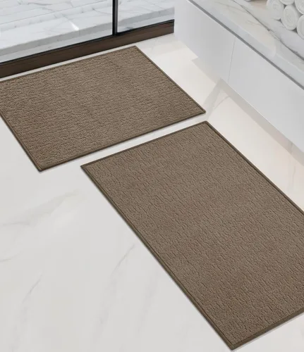 Vista 20 de Chakme Juego de 2 alfombras de baño ultrafinas, absorbentes, antideslizantes, lavables a máquina, color negro, 17 x 24 pulgadas / 17 x 30 pulgadas