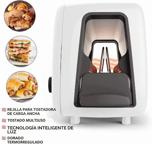 Vista 3 de BergHOFF Seren - Tostadora de carga lateral con exterior Cool Touch y bandeja extraíble para migas con panel crema para servir