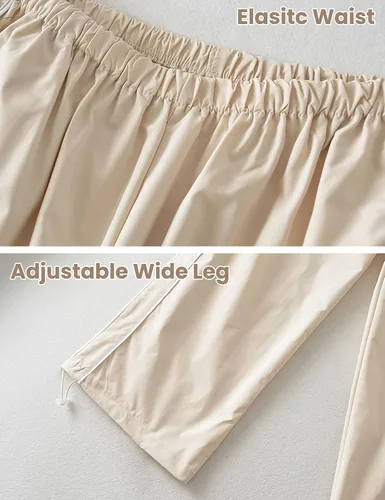 Vista 2 de Athlisan Pantalones de paracaídas para mujer Y2K de pierna ancha para mujer