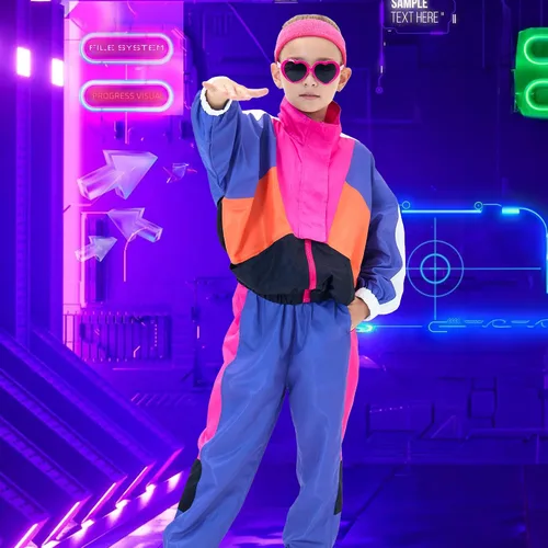 Vista 7 de Yulefly Conjunto de 4 piezas de disfraz de danza para niñas, hip hop, jazz, street pop, danza, ropa deportiva