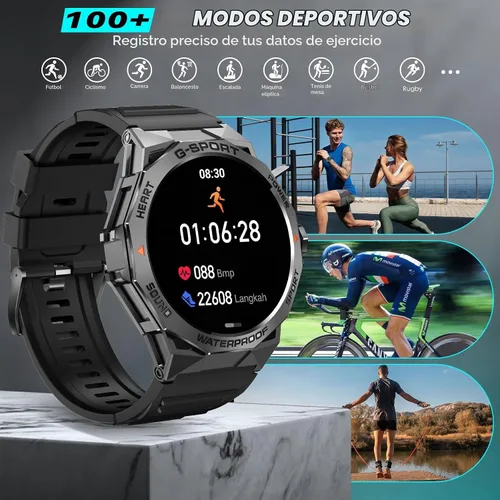 Vista 5 de Reloj inteligente militar para hombre, para responder/hacer llamadas de 1.43 pulgadas, AMOLED siempre encendido, reloj inteligente resistente