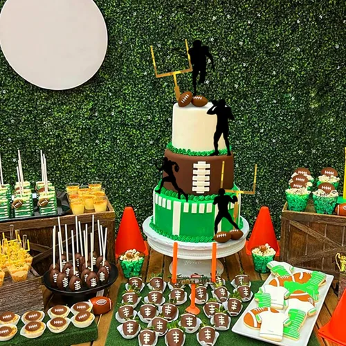 Vista 8 de 24 piezas de decoración de pasteles de fútbol para jugadores de pelota de rugby para fiesta de cumpleaños temática de fútbol, suministros de fiesta