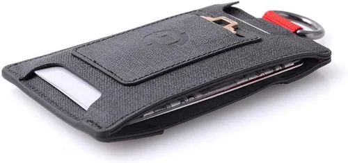 Vista 6 de Dango S1 Stealth Wallet - Negro azabache, material DTEX duradero, resistente al agua, bloqueo RFID, fabricado en Estados Unidos, Negro DTEX, m