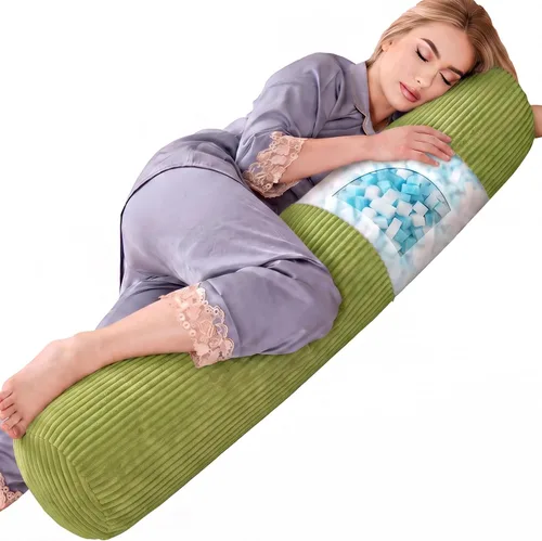 Vista 9 de 1 MIDDLE ONE Almohada corporal redonda de espuma viscoelástica para adultos, almohada firme y larga para cama, almohada cilíndrica con funda