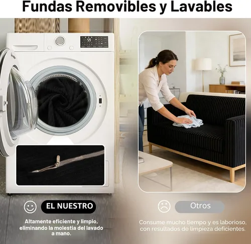 Vista 6 de MoonSpeak Sofá cama de 78.8 pulgadas para sala de estar, sofá modular convertible con almohada para reposabrazos, sofás modulares plegables de pana
