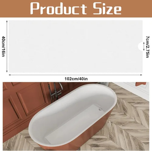 Vista 2 de Amylove 2 rollos de 16 x 40 pulgadas, tapete adhesivo antideslizante transparente para bañera con drenaje recortado antideslizante tapete de baño