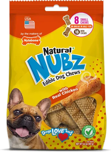 Vista 11 de Nylabone Nubz - Golosinas masticables naturales para perros pequeños, huesos masticables para perros de larga duración, hechos en los Estados