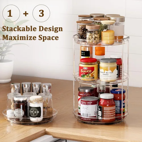 Vista 5 de Lazy Susan - Organizador giratorio de 2 niveles de 9.25 pulgadas, organizador giratorio de especias para gabinete, baño, despensa, encimera, cocina