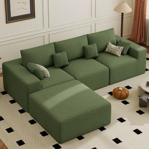 Vista 43 de Sofá modular de 146 pulgadas, sofás de nube convertibles en forma de U para sala de estar con otomana, juego de sofá de pana de 6 plazas sin hueso