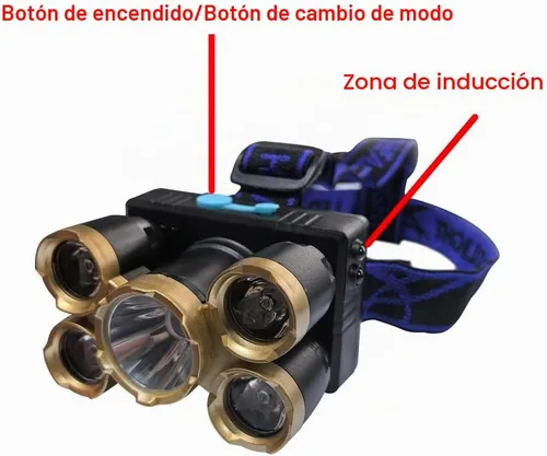 Vista 2 de Faros delanteros ultra brillantes de 10000 lúmenes, impermeable, linterna LED, linterna de trabajo, recargable, 4 modos, lámpara de cabeza