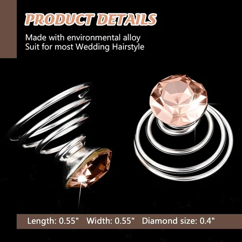 Vista 2 de WILLBOND Juego de 60 tornados de cristal de diamantes de imitación en espiral para bodas, novias, bailes, fiestas y ocasiones importantes con Champán