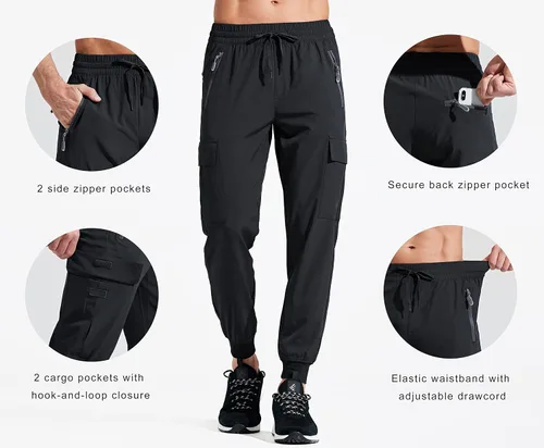 Vista 3 de Libin Pantalones deportivos ligeros para hombre, de secado rápido, para senderismo, correr, entrenamiento, atletismo, viajes, uso casual, al aire