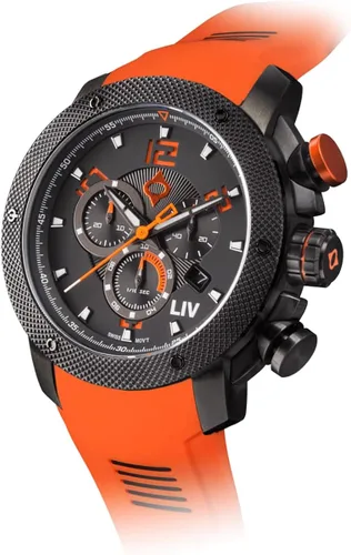 Vista 2 de LIV GX1 - Reloj clásico resistente con cronógrafo suizo de 1.77 pulgadas, 316L SS, 3D multicapa con fecha rápida, resistente a los arañazos