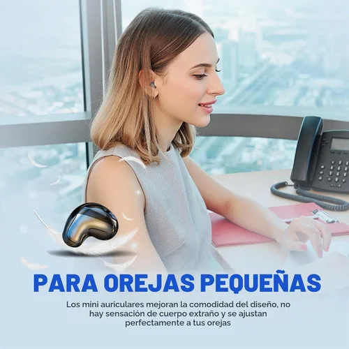 Vista 4 de Loluka Auriculares invisibles inalámbricos Bluetooth, discretos y pequeños ocultos con Bluetooth para el trabajo, auriculares inalámbricos Negro