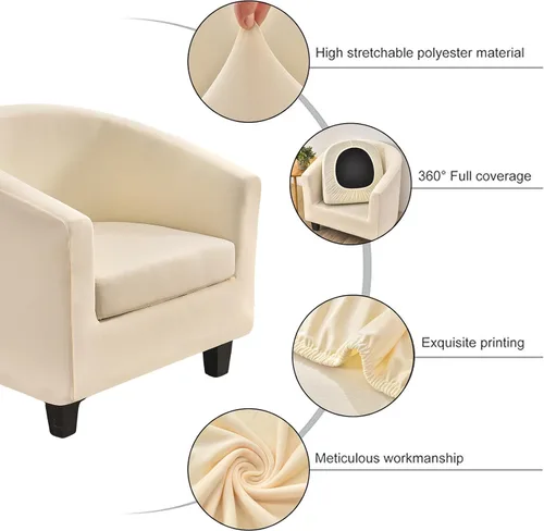Vista 2 de NILUOH - Funda elástica para silla de club de 2 piezas, funda suave y elástica para silla de bañera, fundas para sillas de barril, fundas