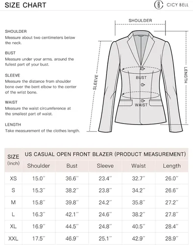 Vista 5 de Cicy Bell Womens Casual Blazers Open Front Long Sleeve Work Office Jackets Blazer