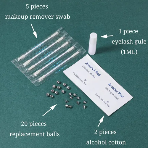 Vista 3 de ZS 20 aros falsos para cejas, nariz, labio, labio, labio, cono de bola de repuesto con pegamento para pestañas, joyería corporal sin perforación