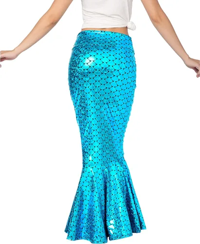 Vista 6 de Spooktacular Creations Disfraz de falda de sirena brillante con holograma metálico para adultos, juego de rol