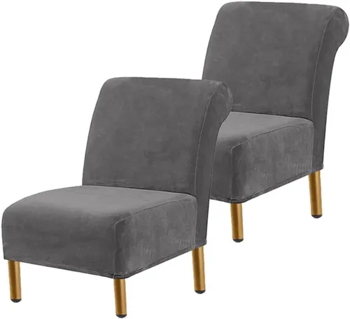 Vista 20 de Funda para silla decorativa sin brazos, de terciopelo elástico, extraíble, lavable, protector moderno de muebles con parte inferior elástica