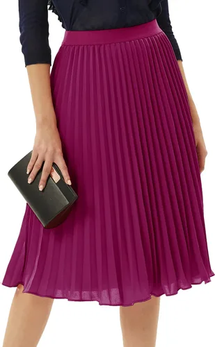 Vista 73 de GRACE KARIN - Falda plisada de gasa para mujer, con cintura alta y elástica, vuelo, corte acampanado y longitud por debajo de la rodilla
