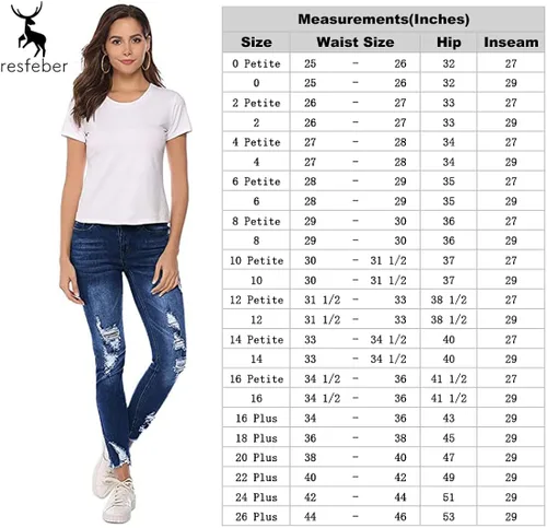 Vista 5 de Resfeber - Pantalones de jean rasgados estilo boyfriend para mujer, pantalón de jean desgastado y elastizado, largo hasta la pantorrilla y agujeros