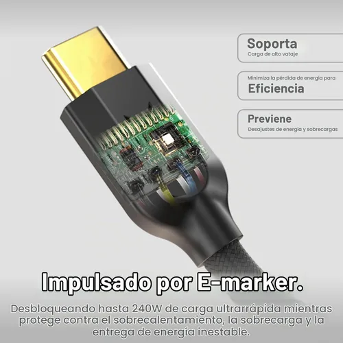 Vista 4 de NOCO XGrid XC1: Cable USB-C a USB-C de 240W – Cable de carga rápida tipo C, certificado USB-IF, chip inteligente E-Marker, datos de 480Mbps, nylon