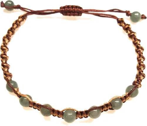 Vista 2 de Infinityee888 Jade Bead Pulseras amarillo marrón Feng Shui para hombres, mujeres pulsera-BC04, Piedra
