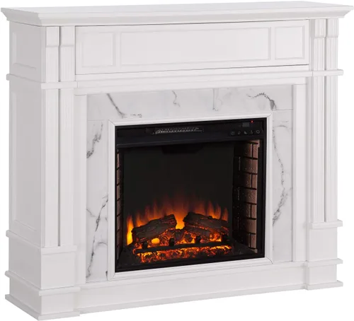 Vista 11 de SEI Furniture - Chimenea eléctrica Highgate Media con pantalla táctil - Diseño de transición, vidrio marrón y madera - Ideal para sala de estar