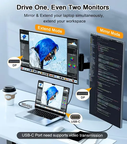 Vista 5 de Cable USB C a DisplayPort de 6 pies (4K a 60 Hz, 2 K a 144 Hz), cable USB C a DP 1.2 compatible con MacBook Pro/Air y más portátiles que admiten