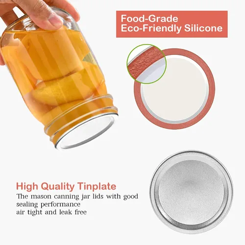 Vista 3 de SLifeJars Tapas para conservas de boca regular, 180 tapas para frascos Mason de material de grado alimenticio, tapa hermética para frascos de boca